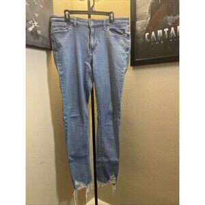 Levis 711 Skinny Jeans Womens 29 Blue Denim Stretch Mid Rise Raw Hem W29 L30